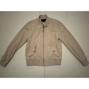 Banana Republic Zip Jacket Mens Size Small Sand Bomber Linen Blend